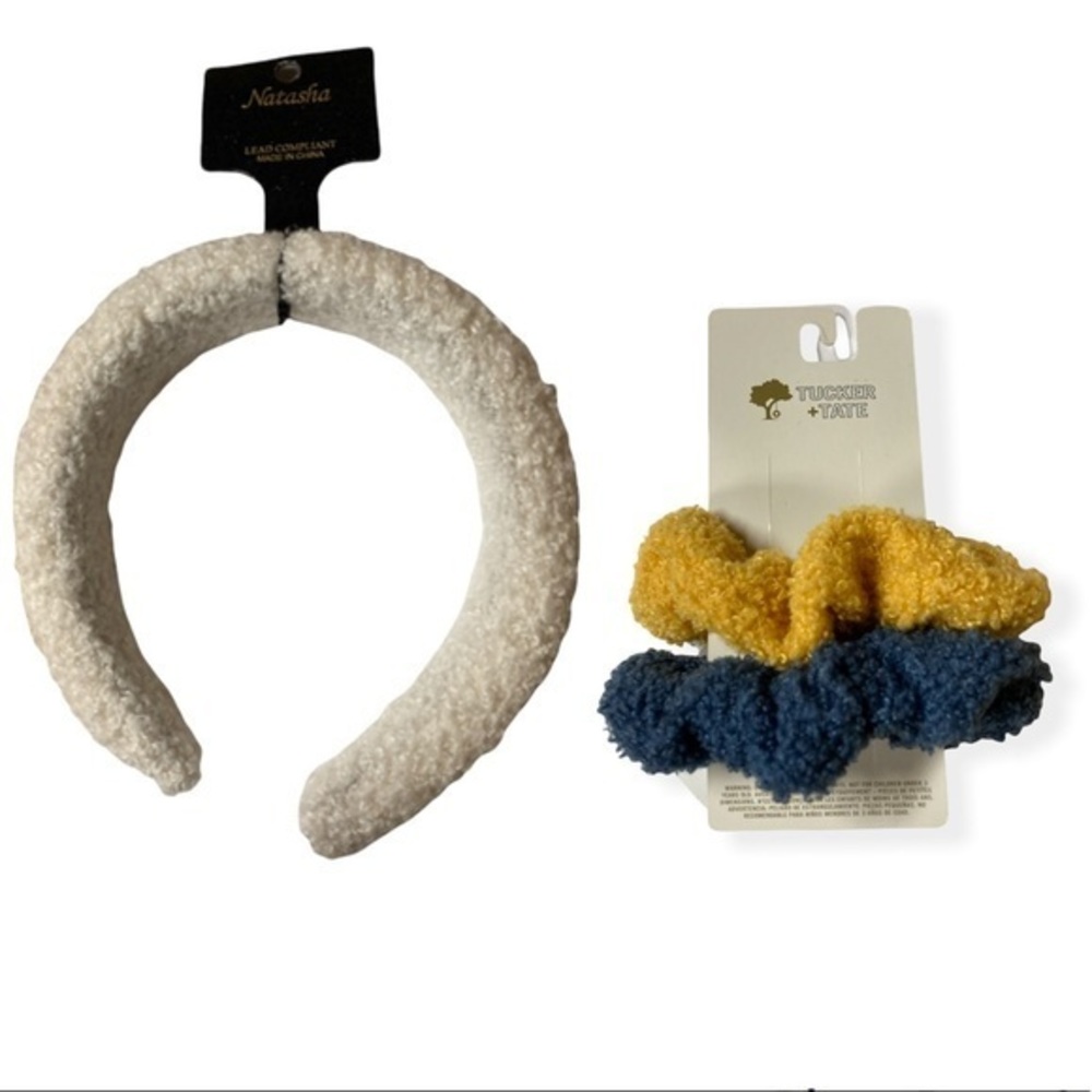 Fuzzy Scrunchie Headband Set | 3 pieces